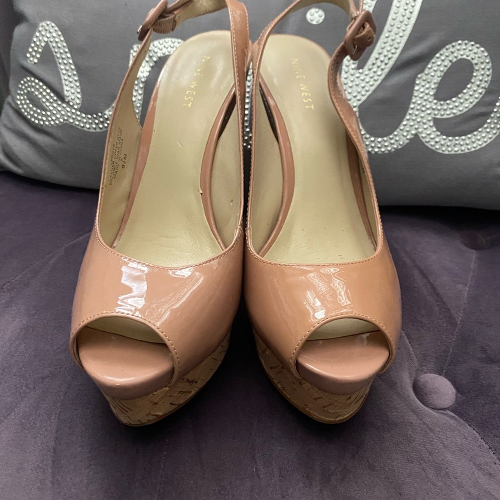 Nine West Pink Wedge Peep-Toe Shoes